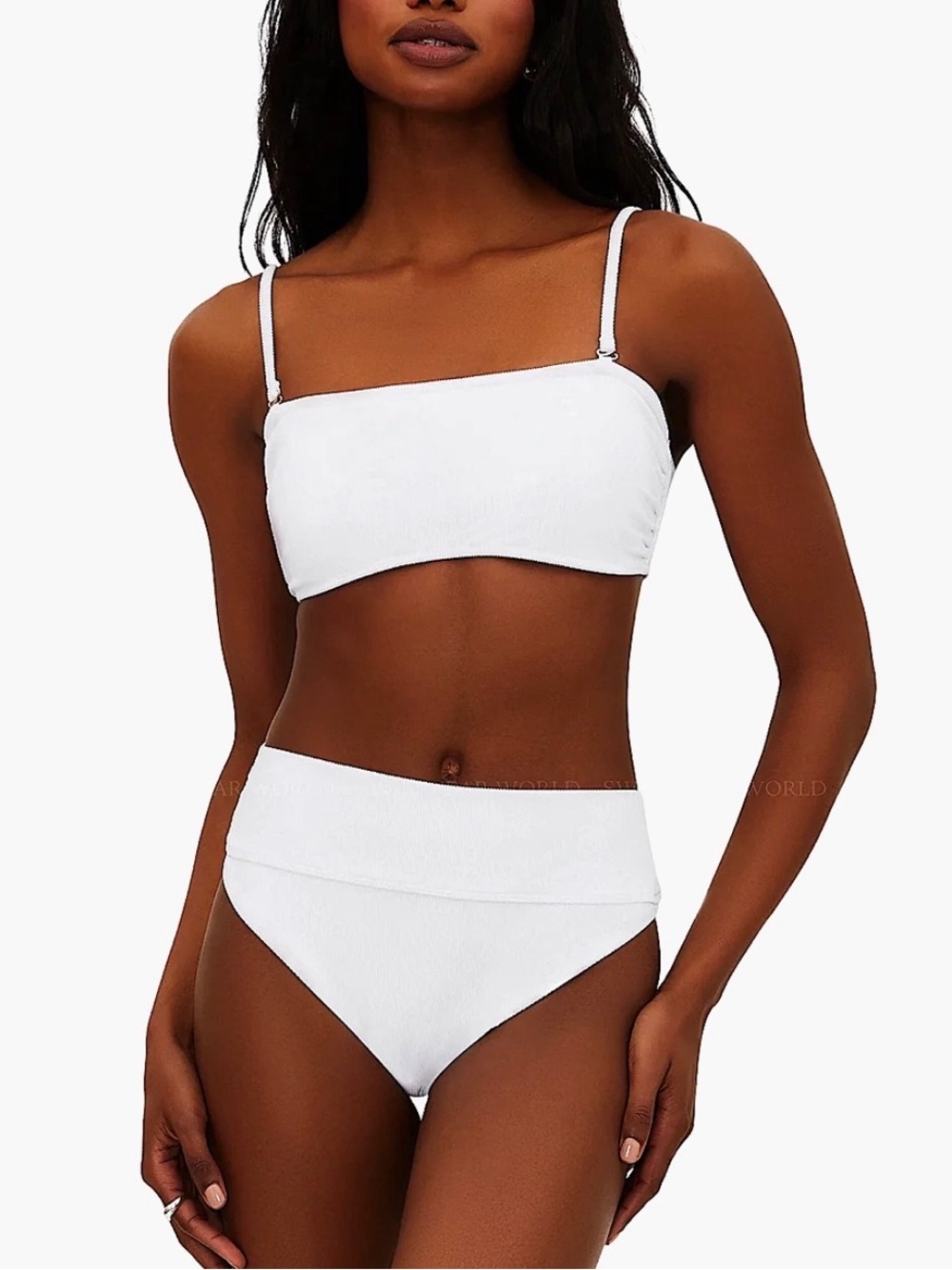 Kelsey Highway: Beach Riot White Ribbed High-Waist Bikini Bottom